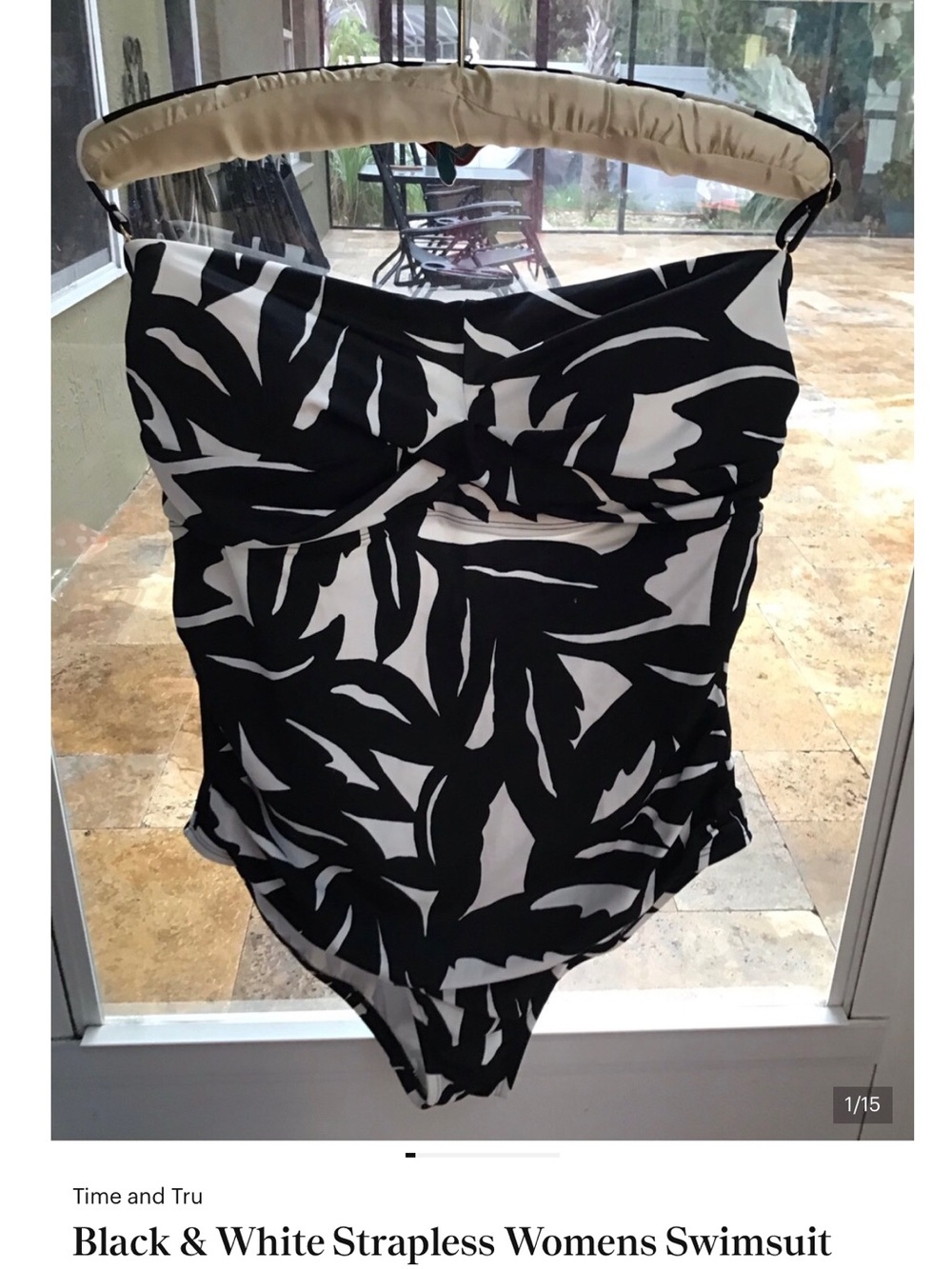 Time and Tru White and Black Swimwear Label Detail